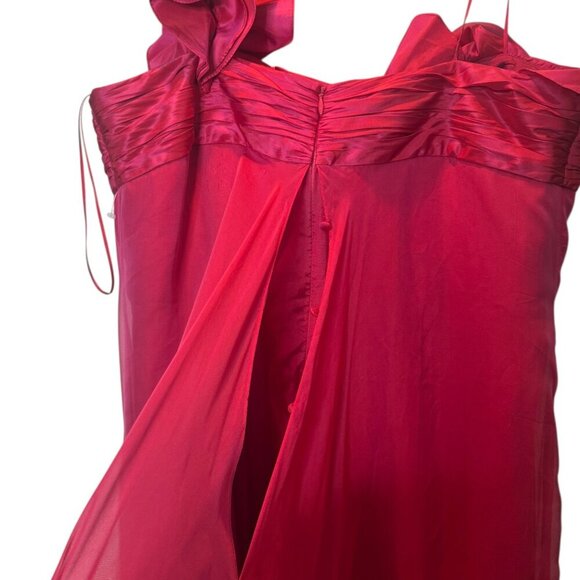 Rickie Freeman for Teri Jon Red One Shoulder Gown | Size 12 | Formal Evening Dre - Picture 3 of 4